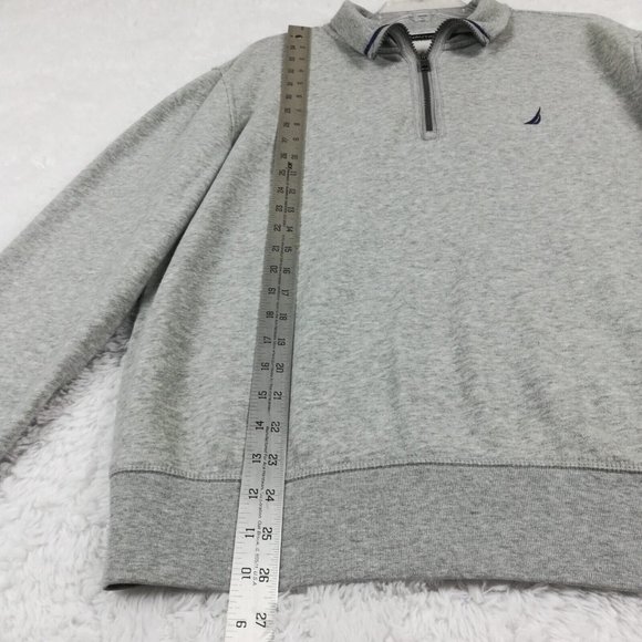 Nautica Mens Sweater 1/2 Zip Gray Heather Embroidered Logo M - Picture 5 of 12